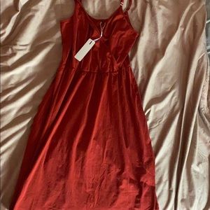 Red v neck dress